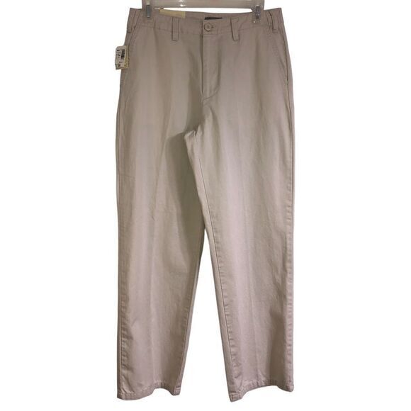 Bass pants Size 10 cotton high waist flat front tan zipper button pockets NWT‎ - Picture 1 of 8